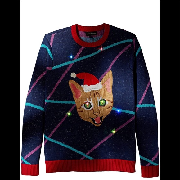 Blizzard Bay Men's Light up Lazer Kitty Ugly Christmas Sweater XL - Picture 4 of 4